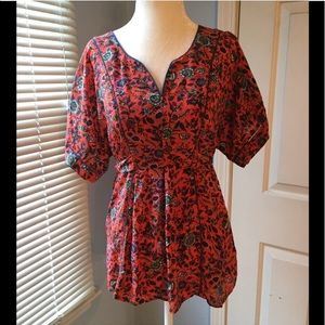 Anthropologie Maeve silk floral blouse